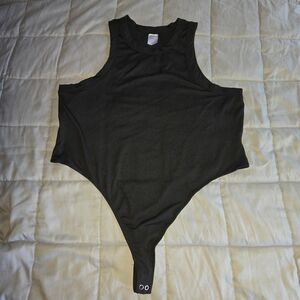 Black Ribbed Crew Neck Top